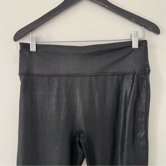 SPANX Black Shimmer Faux Leather Leggings - Picture 9 of 10